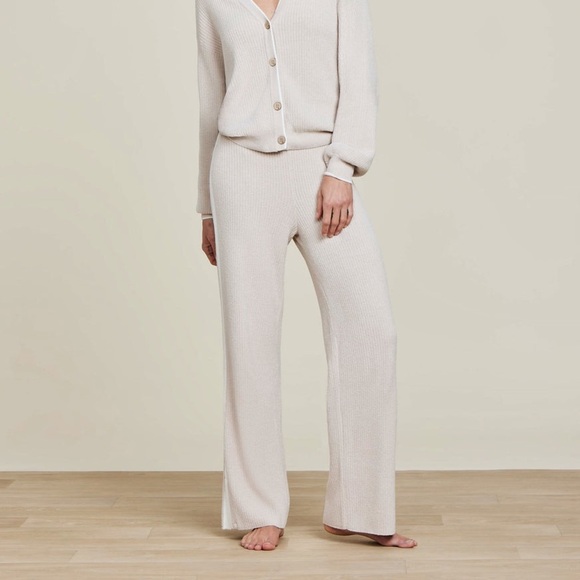Barefoot Dreams Pants - Barefoot Dreams Women's Cozychic Ultra Lite Contrast Ribbed Slit Pants